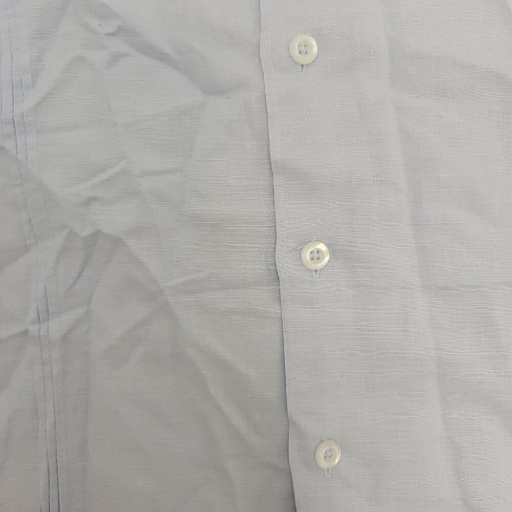 Cubavera Linen Button Up Light Blue Shirt Cross Hatch detail Size Large - Picture 4 of 6